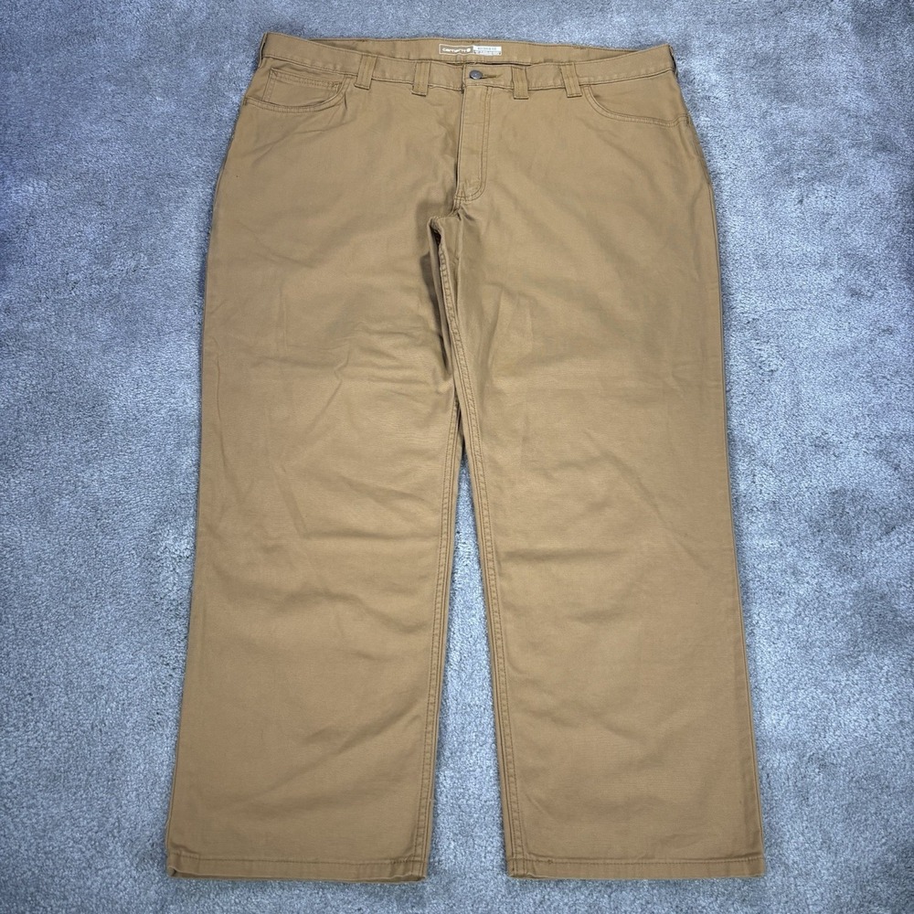 Carhartt Work Pants Mens 44x30 Brown Tan Canvas Rugged Flex Relaxed Fit NWT